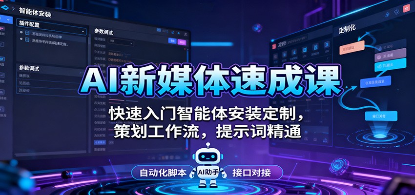 AI新媒体速成课：快速入门智能体安装定制，策划工作流，提示词精通-小艾项目网