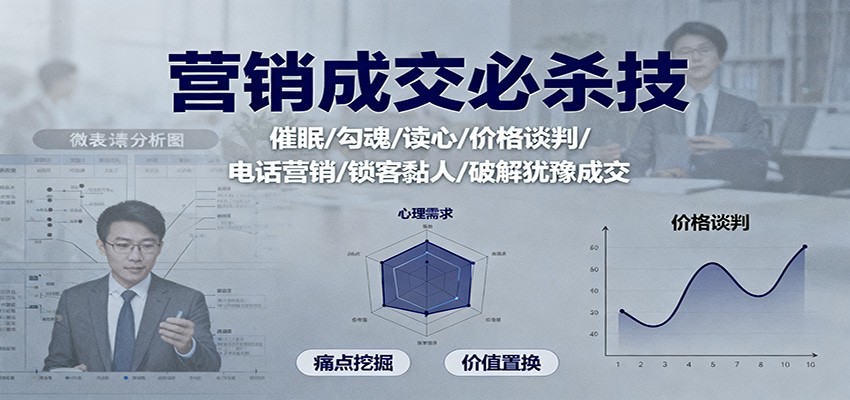 营销成交必杀技：催眠/勾魂/读心/价格谈判/电话营销/锁客黏人/破解犹豫成交-小艾项目网