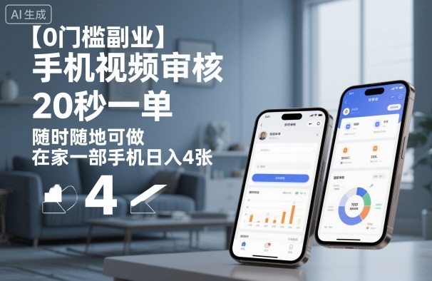 【0门槛副业】手机视频审核，20秒一单，随时随地可做，在家一部手机日入4张【揭秘】-百盛轻创
