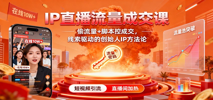 IP直播流量成交课：偷流量+脚本控成交，线索驱动的创始人IP方法论-百盛轻创