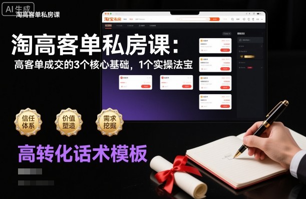 淘高客单私房课：高客单成交的3个核心基础，1个实操法宝-小艾项目网