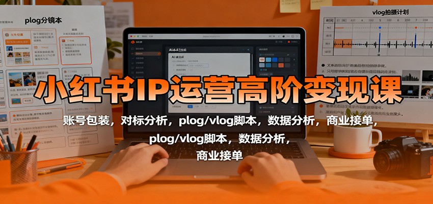 小红书IP运营高阶变现课：账号包装，对标分析，plog/vlog脚本，数据分析，商业接单-百盛轻创