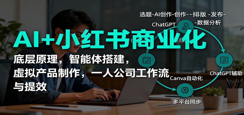 AI+小红书商业化，底层原理，智能体搭建，虚拟产品制作，一人公司工作流与提效-百盛轻创