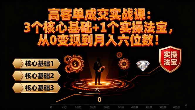 高 客单成交实战课：3个核心基础+1个实操法宝，从0变现到月入六位数！-小艾项目网