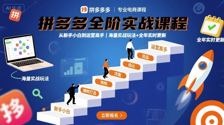 拼多多全阶实战课程，从新手小白到运营高手，海量实战玩法+全年实时更新【2025年10月更新】-百盛轻创