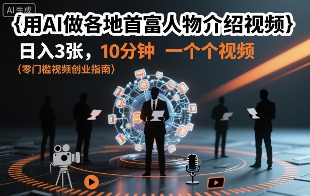 用AI做各地首富人物介绍视频，日入3张，10分钟一个视频-小艾项目网