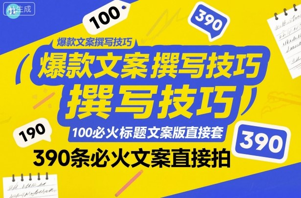 爆款文案撰写技巧，100个必火标题文案模版直接套，390条必火文案直接拍-百盛轻创