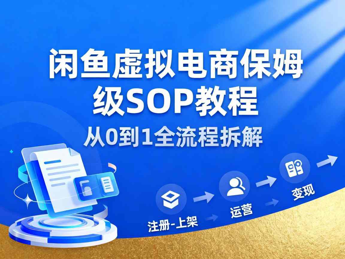 闲鱼虚拟电商，月入轻松过1W，保姆级SOP教程-百盛轻创
