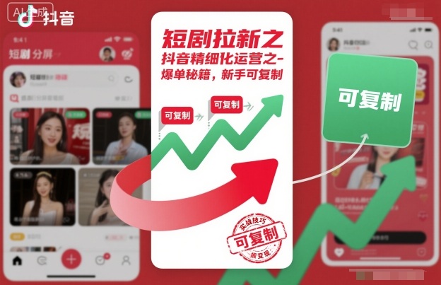 短剧拉新之抖音精细化运营之爆单秘籍，新手可复制-百盛轻创