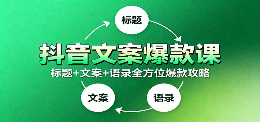 抖音文案爆款课：9大标题绝招，各类型必火文案，100条万能文案情感语录-百盛轻创