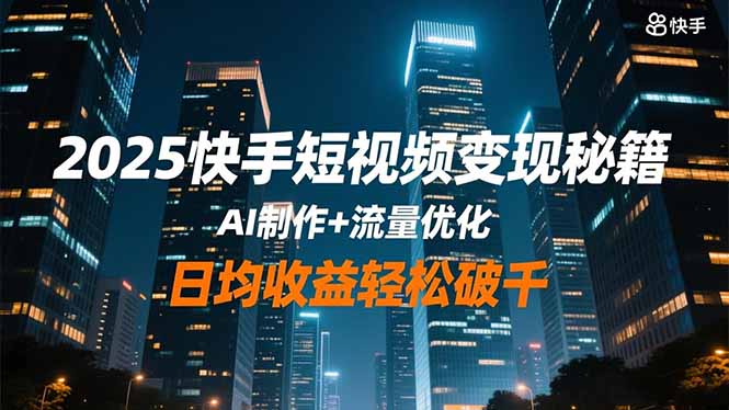 2025快手短视频变现秘籍，AI制作+流量优化，日均收益轻松破千-小艾项目网