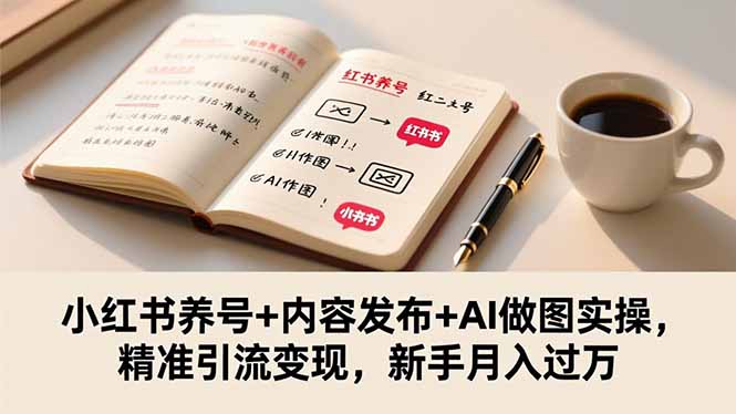 小红书养号+内容发布+AI做图实操，精准引流变现，新手月入过万-百盛轻创