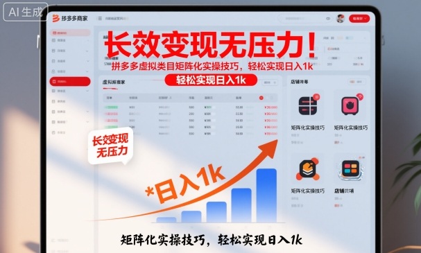 长效变现无压力！拼多多虚拟类目矩阵化实操技巧，轻松实现日入1k【揭秘】-小艾项目网