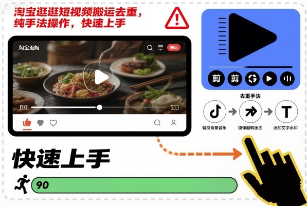 淘宝逛逛短视频搬运去重，纯手法操作，快速上手-百盛轻创