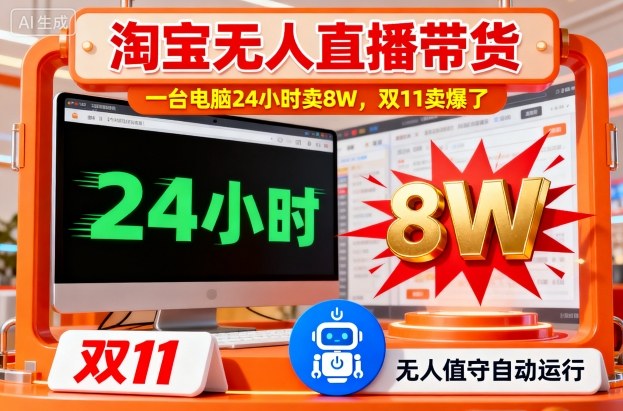 淘宝无人直播带货，一台电脑214小时卖8W，双11卖爆了【揭秘】-百盛轻创