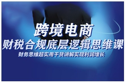 跨境电商财稅合规底层逻辑思维课,财务思维超实用于货讲解实现利润增长