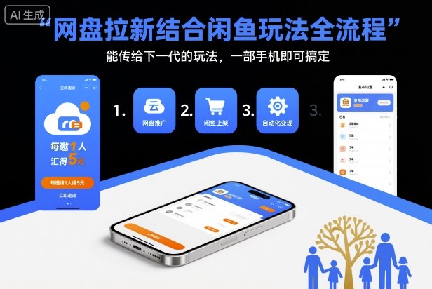 网盘拉新结合闲鱼玩法全流程，能传给下一代的玩法，一部手机即可搞定(附入口渠道以及实操教程)-百盛轻创