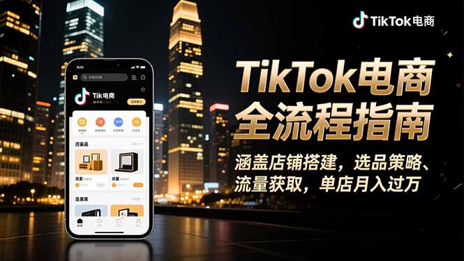 TikTok电商全流程指南，涵盖店铺搭建、选品策略、流量获取，单店月入过万-百盛轻创
