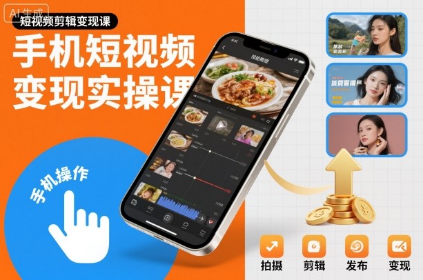 手机短视频变现实操课，短视频剪辑变现课-百盛轻创