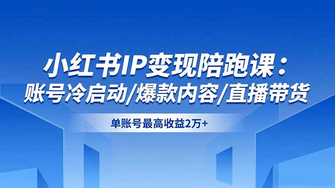 小红书IP变现陪跑课：账号冷启动/爆款内容/直播带货，单账号最高收益2万+-百盛轻创