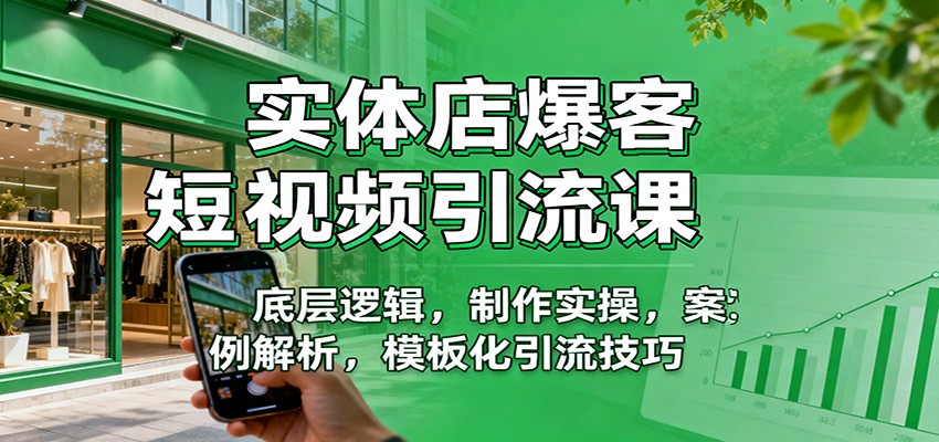 实体店爆客短视频引流课：底层逻辑，制作实操，案例解析，模板化引流技巧-小艾项目网