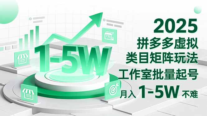 2025 拼多多虚拟类目矩阵玩法，工作室批量起号，月入 1-5W 不难-百盛轻创
