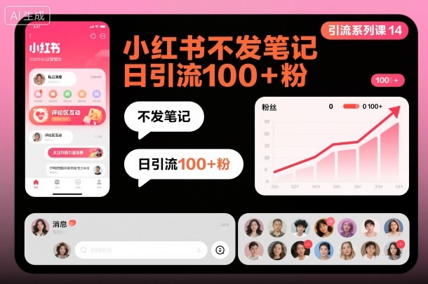 引流系列课14：小红书不发笔记日引流100+粉-百盛轻创