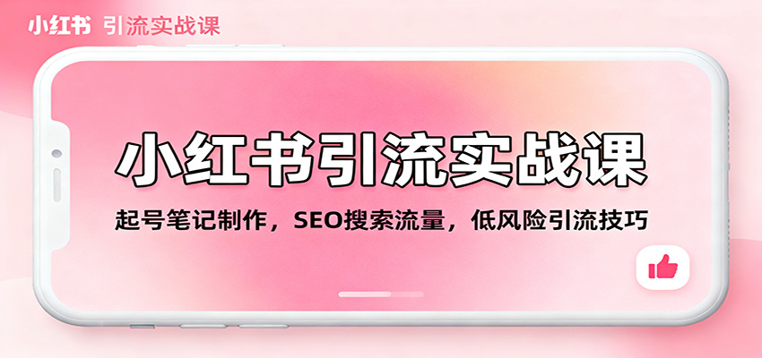 小红书引流实战课：起号笔记制作，SEO搜索流量，低风险引流技巧-百盛轻创
