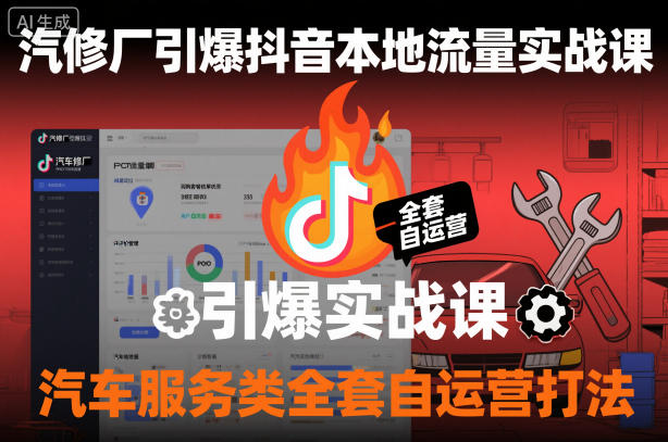 汽修厂引爆抖音本地流量实战课，汽车服务类全套自运营打法-百盛轻创