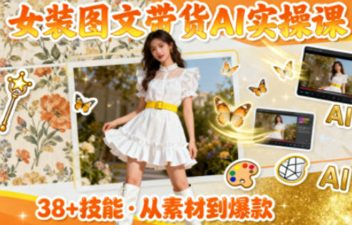 女装图文带货的AI实操课，覆盖38个实用技能，快速提升素材制作效率-百盛轻创
