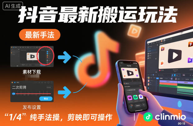 抖音最新搬运玩法，纯手法操作，剪映即可操作-百盛轻创