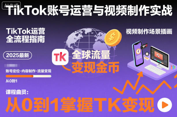 2025最新TikTok账号运营与视频制作实战全流程，从0到1掌握TK变现(含11月最新TK搬运技术)-百盛轻创