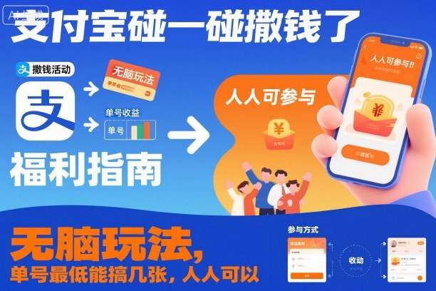 支付宝碰一碰撒钱了，无脑玩法，单号最低能搞几张，人人可以撸【揭秘】-百盛轻创