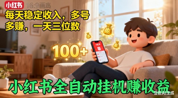 小红书自动挂G賺收益，每天稳定收入，多号多賺，一天三位数【揭秘】-小艾项目网
