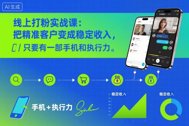 线上打粉实战课：把精准客户变成稳定收入，只要有一部手机和执行力-小艾项目网