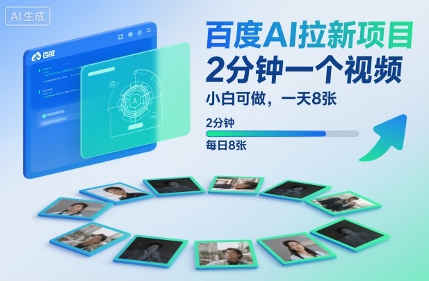 百度AI拉新项目，2分钟一个视频，小白可做，一天8张【附案例+保姆级教程】-百盛轻创