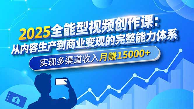 2025全能型视频创作课：从内容生产到商业变现的完整能力体系，实现多渠道收入月赚15000+-小艾项目网