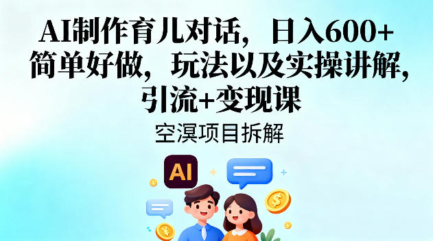 AI制作育儿对话，日入6张+，简单好做，玩法以及实操讲解，引流+变现课-百盛轻创