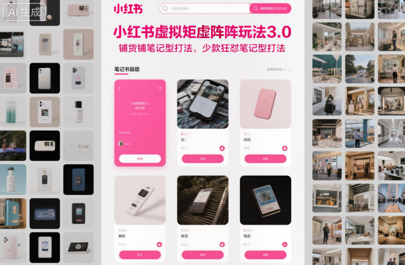 小红书虚拟矩阵玩法3.0，铺货铺笔记型打法，少款狂怼笔记型打法-百盛轻创