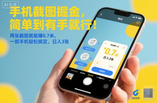 手机截图掘金，简单到有手就行！两张截图就能賺0.7米，一部手机轻松搞定，日入3张【揭秘】-百盛轻创