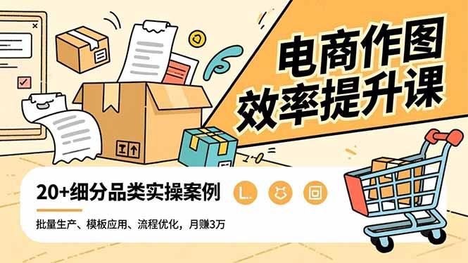 电商作图效率提升课，批量生产、模板应用、流程优化，20+细分品类实操案例，月赚3万-百盛轻创