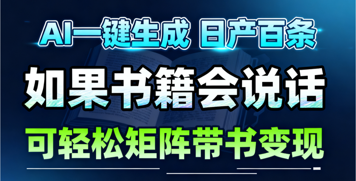 AI书籍会说话，轻松带书变现，月入3W+-百盛轻创