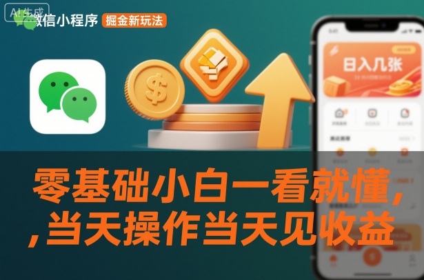 微信小程序掘金新玩法，日入几张，零基础小白一看就懂，当天操作当天见收益【揭秘】-百盛轻创
