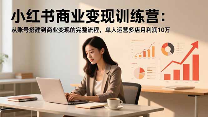 小红书商业变现训练营：从账号搭建到商业变现的完整流程，单人运营多店月利润10万-百盛轻创