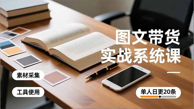 图文带货实战系统课，工具使用、素材采集、防同质化，单人日更20条月入3w+-百盛轻创