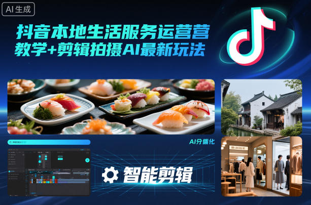 抖音本地生活服务运营教学+剪辑拍摄AI最新玩法-百盛轻创