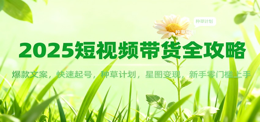 2025短视频带货全攻略：爆款文案，快速起号，种草计划，星图变现，新手零门槛上手-百盛轻创