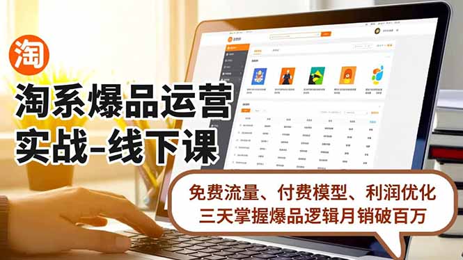 淘系爆品运营实战-线下课，免费流量、付费模型、利润优化，三天掌握爆品逻辑月销破百万-百盛轻创