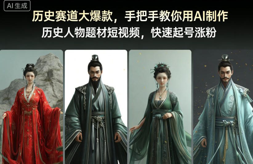 历史赛道大爆款，手把手教你用AI制作历史人物题材短视频，快速起号涨粉-百盛轻创