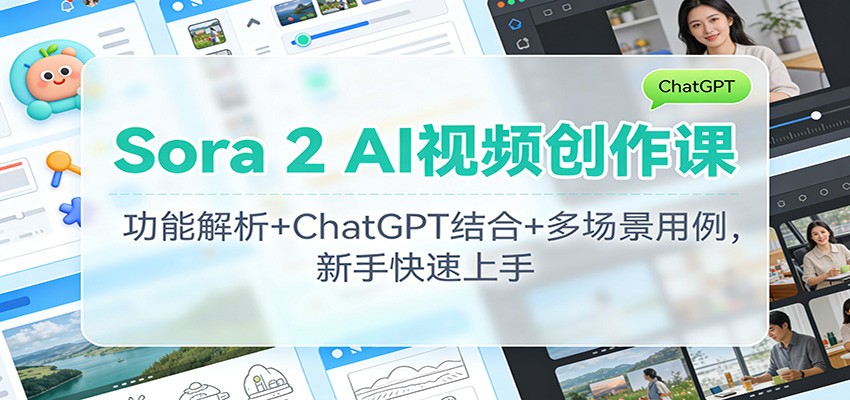Sora 2 AI视频创作课：功能解析+ChatGPT结合+多场景用例，新手快速上手-百盛轻创